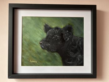 Cow Original Oil Painting: Animal Art | Farm Animal Art - Black Frame (10"x8")