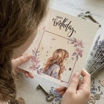 Textured birthday card for girls.