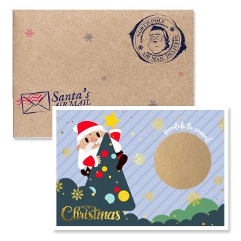 Christmas Scratch-Off Card &ndash; Flat Postcard Style with Foil

Looking for a unique and festive way to surprise your loved ones this holiday season? Our flat Christmas scratch-off card brings excitement and charm with a shimmering gold foil finish and hidden message reveal. Perfect for gifting children, parents, or friends, this keepsake card turns your Christmas wishes into a magical surprise.