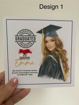 🎓&nbsp;Personalised Graduation Card &ndash; Make It Their Own Special Keepsake&nbsp;🎓
Celebrate your graduate&rsquo;s big achievement with a one-of-a-kind card designed just for them! This beautifully crafted card can be fully personalised with:
✨&nbsp;Graduate&rsquo;s Name✨&nbsp;Date of Graduation✨&nbsp;College / University / School Name✨&nbsp;Course or Degree Details
Unlike a standard card, this is more than just a greeting &mdash; it&rsquo;s a keepsake to treasure. Whether it&rsquo;s high school, college, or university, this personalised graduation card captures their hard work and success in a thoughtful, meaningful way.
Perfect for parents, family, or friends who want to say&nbsp;&ldquo;I&rsquo;m proud of you&rdquo;&nbsp;in a way that feels truly special.
✔ Unique design made just for your graduate✔ High-quality print with attention to detail✔ A lasting memento of their achievement
Make it your own special card for a special person.