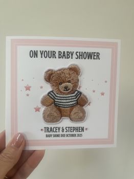 🐻&nbsp;Embroidered Bear Baby Shower &amp; New Baby Card &ndash; A Truly Special Keepsake&nbsp;🍼
Welcome a precious new arrival with a card as unique as the moment itself. This beautiful card features a delicately embroidered bear, making it the perfect choice for a baby shower or to celebrate the birth of a new baby.
More than just a greeting card, this is a&nbsp;keepsake trinket card&nbsp;&ndash; something to be cherished and remembered long after the celebrations.
✨ Ideal for&nbsp;baby showers&nbsp;or&nbsp;welcoming a newborn✨ Features a&nbsp;hand-finished embroidered bear design✨ A&nbsp;unique, memorable card&nbsp;that doubles as a keepsake✨ Perfect for parents, grandparents, family &amp; friends to gift with love
Whether you&rsquo;re celebrating the anticipation of a little one or the joy of their safe arrival, this special card captures the warmth, love, and excitement of such a meaningful milestone.
Make it memorable. Make it unique. Make it their keepsake.