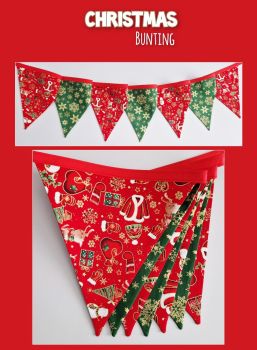 Beautiful Christmas Bunting.
7 flags , 1.40 m long. Each flag measures approximately 20 x 20cm. &nbsp;