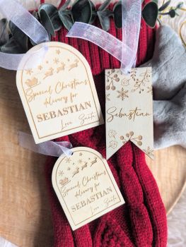 Make Christmas morning extra magical with this personalized reusable gift tag from Santa! Custom-made with your child's name, this keepsake tag adds a special touch to holiday gifts year after year. Perfect for families looking to create lasting traditions with eco-friendly charm.
&nbsp;
