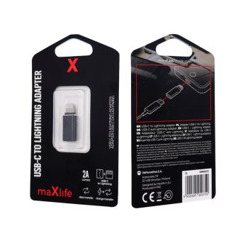 Maxlife USB-C to Lightning Adapter.
Compact 10W adapter for charging and data transfer.
Compatible with smartphones, tablets, and laptops.
Brand: Maxlife
Colour: Black
Connector: USB-C (female) to Lightning (male)
Maximum Power: 10W
Functions: Charging and data transfer
Compact, durable, and easy to carry
Compatible with a wide range of devices
