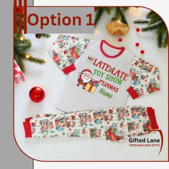 Cosy up for the Late Late Toy Show this year with your very own personalised Toy Show Themed Pyjamas. They come with the pre-printed Christmas Themed Design with the design as advertised or by adding your own pictures or text on them. Another special personalised gift from Gifted Lane. Check out our store today and see, like, comment and review on our full range of personalised gifts from Gifted Lane. Remember a personalised gift from Gifted Lane is always a special gift