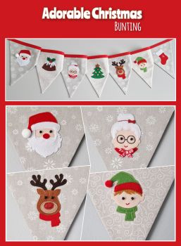 Get your home holiday-ready with this charming handmade Christmas bunting! Each pennant features a delightful festive character &mdash; from Santa and Mrs. Claus to a jolly reindeer, cheerful elf, Christmas pudding, tree, and stocking.
Perfect for:
▪︎ Decorating your mantel, staircase, or windows
▪︎ Adding a cozy festive touch to parties
▪︎ Creating the cutest Christmas photo backdrop
Crafted with soft felt appliqu&eacute;s on snowy patterned fabric and finished with a bright red trim &mdash; this bunting captures the joyful spirit of Christmas in every stitch! ❤️
&nbsp;
&nbsp;