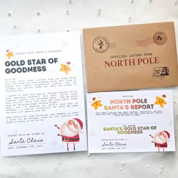 Details & Quality
Each letter features a message written by Santa Claus himself, celebrating good deeds and holiday cheer. The certificate recognises kindness and helpfulness, making it a perfect reward for children who’ve spread joy all year long.
Handmade in Ireland
Every set is printed, assembled, and packaged in County Cork by Printarelle – a small Irish studio dedicated to creating magical Christmas memories. Professionally sealed for protection and ready to bring smiles straight from the North Pole.
