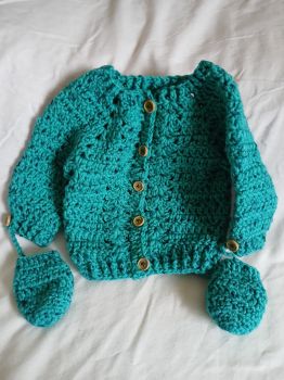 0-3mth baby cardigan with mitts