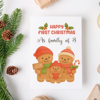 Personalised Christmas Card | Handmade in Ireland
Celebrate your first festive season together with this personalised Christmas card featuring a heart-warming gingerbread family illustration. Handmade in Ireland, this card captures the joy of togetherness with warm tones and festive charm.
Handmade in Ireland by Printarelle—blank inside for your own message.
How to Personalize Your Card:
Select your desired card size (A6 or A5).
In the designated "Personalization Boxes", please clearly provide text you would like printed on the card
Please double-check the spelling for accuracy to ensure perfection!
Why You’ll Love It
📝 Premium 300gsm Cardstock: Printed on thick, smooth cardstock for a durable, elegant finish. The inside is blank, providing you with plenty of room to write heartfelt Christmas wishes, share family updates, or include a personal note.
📦 Kraft Envelope Included: Each card comes with a sturdy, recycled kraft envelope — perfect for mailing and gifting. Ready to send straight away.
🌍 Handmade in Ireland: Designed and printed in County Cork with care and attention to detail. Every purchase supports a small, independent Irish business.
🎁 A Versatile Holiday Greeting: Ideal for grandparents, parents, friends, teachers, or coworkers. A thoughtful Christmas card that spreads festive cheer to kids and adults alike.
💚 Eco-Friendly Choice: Both card and envelope are recyclable and made with responsibly sourced FSC-certified paper, making this a sustainable gift.
✨ Quality You Can Feel: Professionally finished, smooth, and sturdy — crafted to last as a meaningful holiday keepsake.