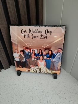 Turn your favourite photo into a stunning keepsake. Our personalised photo slates let you add text such as names, dates, or special messages — perfect for any occasion.