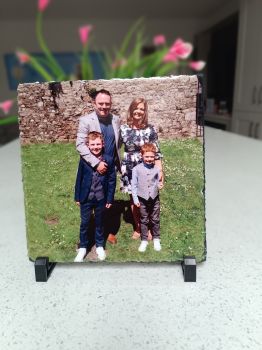 Display your favourite photo on beautiful natural stone. This 20cm x 20cm photo slate turns any picture into a timeless piece of art — perfect for any occasion.