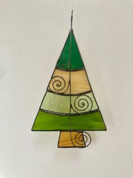 Stained glass funky Christmas tree - designed and handmade by the artist. 