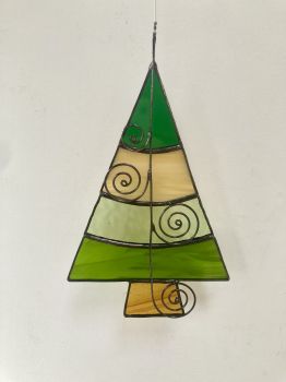 Stained glass funky Christmas tree - designed and handmade by the artist. 