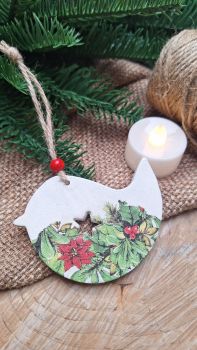 Handmade clay ornament, made using air dry clay and decoupage. Measures approx 8cm and is for indoor use only. Beautiful shimmer finish and hung on jute string.
Please allow up to 2 weeks processing.
Beautiful gift and or stocking filler gift. Handmade in ireland.
