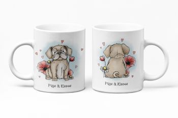 ❤ Cute Pug Mug with a front facing and back image