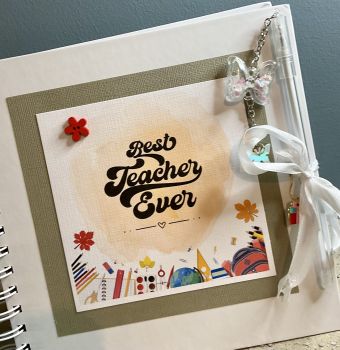 Personalised scrapbook photo album and journal. Teacher´s gift.

