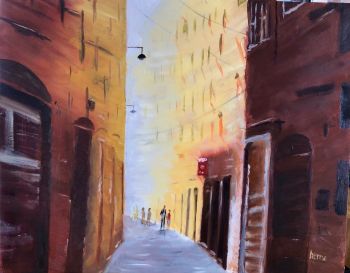 Hand-Painted Italy Cityscape Oil Painting: Original Fine Art (20"x16")
