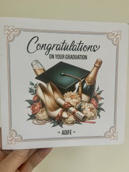 🎓✨ Product Description (Glamorous & Modern Style)
Celebrate her incredible achievement in true style with this luxury 7x7 graduation card, beautifully designed to capture elegance and sparkle.
Crafted on premium quality cardstock, this square graduation card features a timeless dated scroll design accented with subtle glitter shimmer and hand-placed gem details for that extra touch of sophistication.
The design blends modern glamour with classic celebration — featuring chic flourishes inspired by champagne tones, soft florals, and the iconic graduation mortarboard.
 
Perfect for the fashion-forward graduate, this card makes a stunning keepsake that shines as bright as her success.