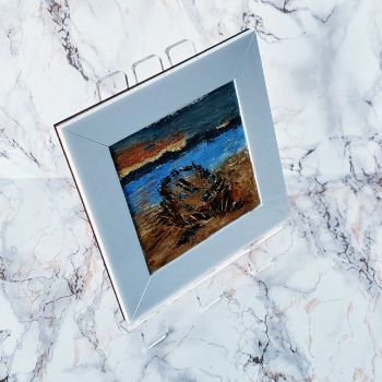 Sunbeam Wreck Rossbiegh beach miniature oil painting, 4&Prime; x 4&Prime; (102mm x 102mm)