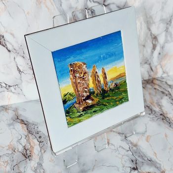 Eightcura standing stones waterville miniature oil painting, 4" x 4" (102mm x 102mm) Palette knife Oil on Canvas panel