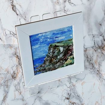 Kerry Cliffs miniature, 4" x 4" (102mm x 102mm) Palette knife Oil on Canvas panel