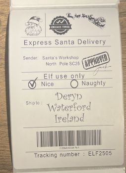 Add a sprinkle of festive fun to your gifts with these personalised Santa Shipping Labels. Perfect for making every package feel like it&rsquo;s truly from the North Pole, they bring joy and excitement before the gift is even unwrapped. Customise each label to create a magical delivery experience that sparks smiles and holiday cheer!
&nbsp;
Please use box provided to enter name and address details for the Santa Shipping Label. If you would like this space blank to hand write the name yourself, &nbsp;please type "Leave Blank" instead of name / address.&nbsp;
Label size: 6" x 4"