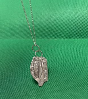We create with recycled silver or silver clay. We use copper clay of copper that has been recycled into wire or sheet metal. Any coins that we use have been circulated but are in good condition. We use different materials, but all are recycled.&nbsp;