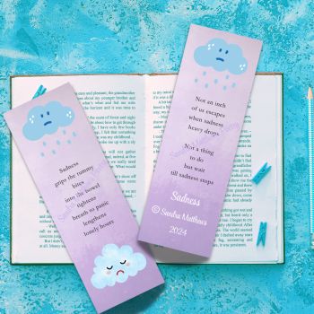 Sadness, Comforting Poetry Bookmarks with tassle.&nbsp; Encouraging gift. 6" x 2" 400 gsm.
&nbsp;Encouraging gift. 6" x 2" 400 gsm.&nbsp;&nbsp;
Tassle colours may vary.
Body image encouragement in original verse from Irish poet, Sandra Matthews.