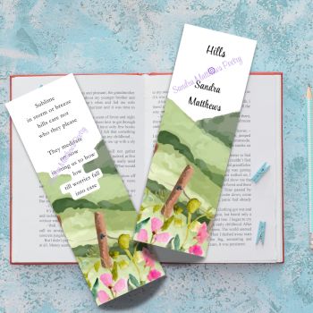 Hills, Mindful Poetry Bookmarks with tassle.&nbsp; Encouraging gift. 6" x 2" 400 gsm.
Encouraging gift. 6" x 2" 400 gsm.&nbsp;&nbsp;
Tassle colours may vary.
Mindfulness in original verse from Irish poet, Sandra Matthews.