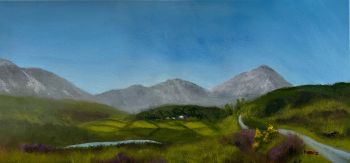 Errigal &amp; Seven Sisters Oil Painting: Irish Mountain Landscape Art (24"x12")