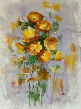 Original Poppy Painting: Vibrant Floral Acrylic Art, 16x12 Canvas