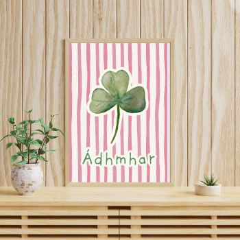 Bring a little piece of Ireland into your home with this beautifully hand-painted print featuring a Shamrock and 'Lucky' in&nbsp; (Gaeilge)&nbsp; text is perfect for nature lovers, Gaeilgeoir&iacute;.&nbsp; It will make a perfect gift for to grace any home abroad or closer to home. 🌸☘️🌺🌻