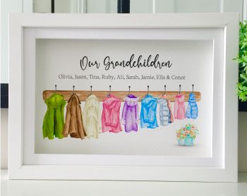 Personalised Family Hanging Coats Frame