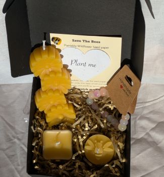 Includes:
1x flower Candle&nbsp;
1x Tealight&nbsp;
1x Bee tealight&nbsp;
1x plantable heart&nbsp;
1x UV multi-coloured Bracelet&nbsp;