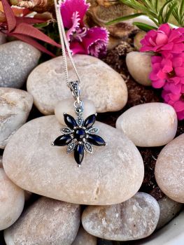 Black Onyx Flower Marcasite Sterling Silver Necklace,Earrings
&nbsp;
Note: Earrings, Necklace and Set are all sold separately. Thank you.