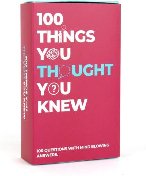 A mind-bending trivia game with 100 surprising questions that challenge everything you think you know. Fun, fast, and guaranteed to blow your mind. Suitable for 2+ players. Comes in a colourful box.
&nbsp;