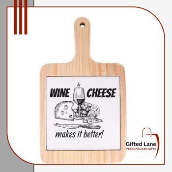 Personalised Wooden Cheese Boards are a very popular gift for any a keepsake for a special day or occasion or for display in any kitchen or home. Our handmade wooden boards comes in a range of shapes and sizes and has a ceramic tile which can be personalised with any picture and text. Another special personalised gift from Gifted Lane. Remember a personalised gift from Gifted Lane is always a special gift