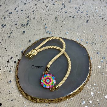 Handmade Adjustable Cord Bracelet: Enamel Charm Jewellery.