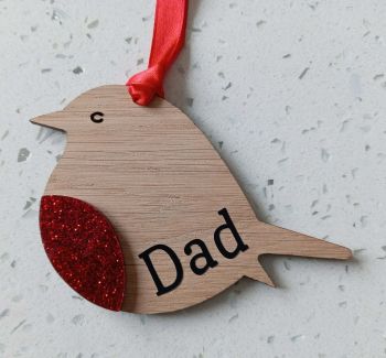 Personalised Wooden Robin Red Breast Memory Tree Decoration