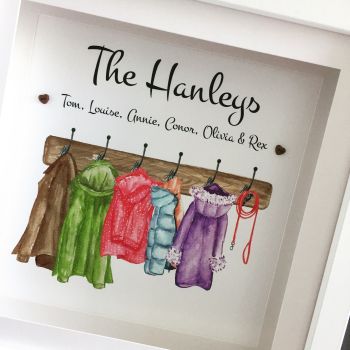 Personalised Family Hanging Coats in Square frame Frame