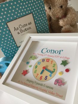 Personalised &ldquo;Clock&rdquo; Frame for Baby Boy