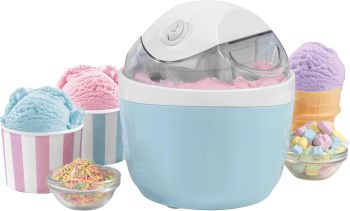 Compact and easy to use, the Giles &amp; Posner Ice Cream Maker lets you create homemade ice-cream, sorbet, and frozen yoghurt in minutes. 
Features a 0.5 L bowl, quiet operation, and stylish pastel design.
&nbsp;