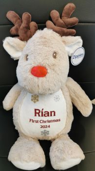 Personalised soft toy. Zippies reindeer.