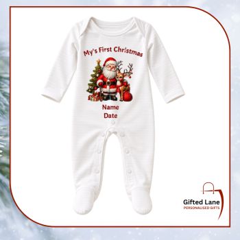 Personalised Christmas Baby Vest are a fun and unique clothing for a baby Christmas dress up or even a Baby First Christmas. They are available in sizes from newborn right up to 12 months.&nbsp;They are white in colour and can be personalised with any pictures and text on them. Another special personalised gift from Gifted Lane.