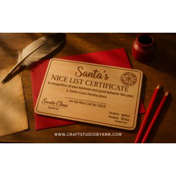 Make your child&rsquo;s Christmas extra magical with a beautifully engraved wooden Nice List certificate &mdash; personalised with their name and sealed in an&nbsp; envelope straight from Santa&rsquo;s workshop!