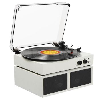 
Stylish white 3-speed record player with Bluetooth 5.3
Dual 10W speakers
Auto-stop function
AUX input
Detachable dust cover
Ideal for beginners and vinyl enthusiasts.

&nbsp;