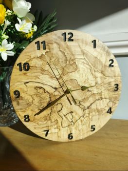 Spalted Sycamore clock (280mm diameter)