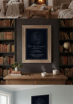 Your Story, Written in the Stars.
Commemorate life's most beautiful moments with a bespoke star map print. We recreate the night sky from your chosen date and location, offering a unique, sentimental keepsake that celebrates milestones like first dates, engagements, and important anniversaries. A meaningful gift, meticulously crafted for you.