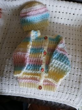 Crochet baby cardigan 3-6mth
