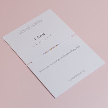 This Morse Cord bracelet hides a secret message: I CAN, spelled with a mix of&nbsp;24k gold-plated Miyuki beads and glass Miyuki beads.
It&rsquo;s&nbsp;adjustable, delicate, and&nbsp;made to order. You can customise the thread and the non-gold bead colours to match the version of you you&rsquo;re becoming - bold, calm, brave, or rebuilding.
Perfect as a gift for someone who needs encouragement - or as your own steady whisper on the wrist, reminding you that even when doubt kicks in, you&rsquo;re stronger than you think.